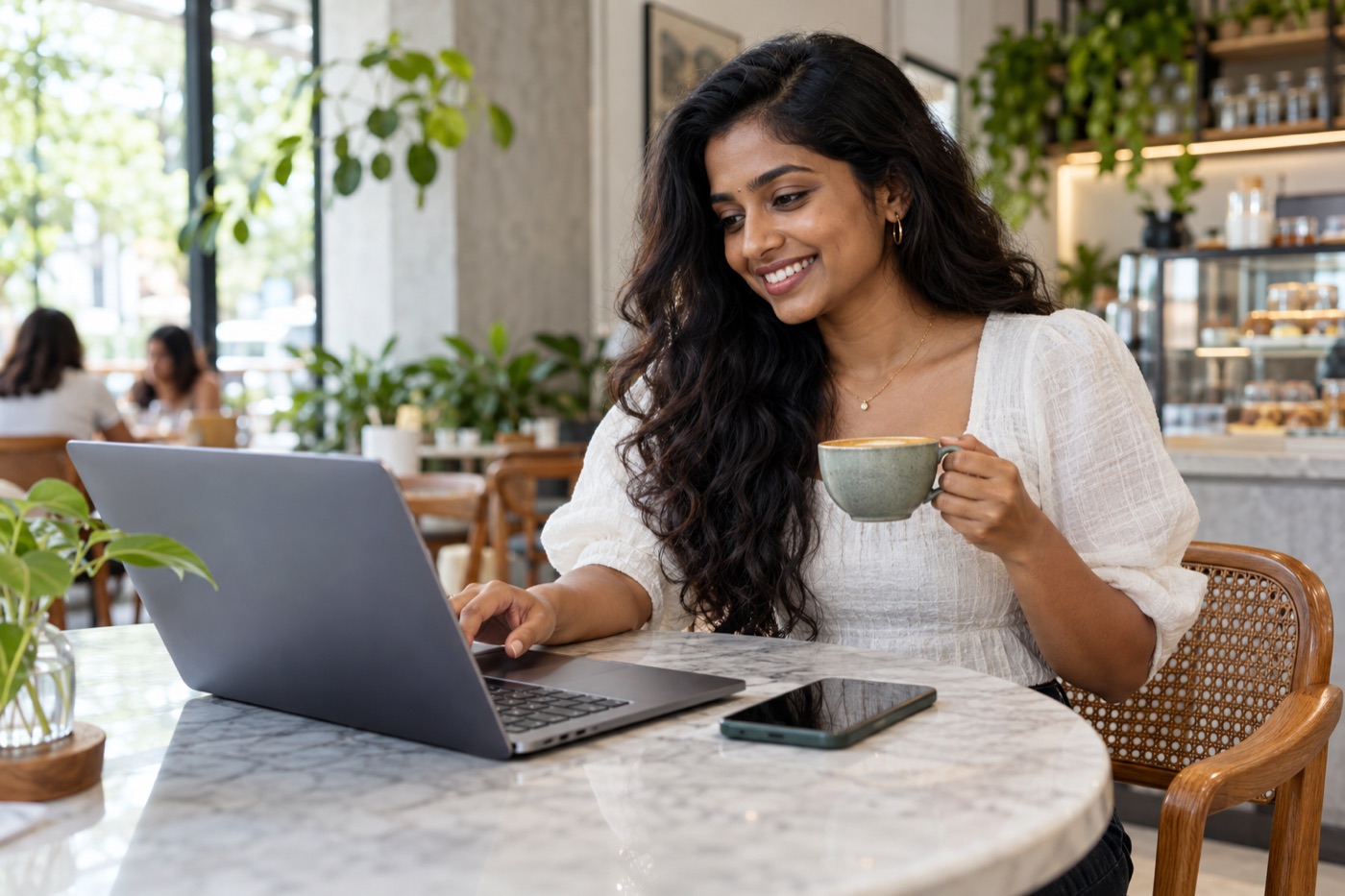 A person setting up CloseChat on a laptop with WhatsApp Web open, following the four setup steps.